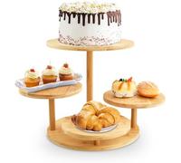 Ecofocet Soporte para Tartas de 4 Niveles, Soporte para Cupcakes de Madera, Soporte de Exhibición para Tartas, Soporte para Pasteles, Postres, Donuts, Frutas y Pretzels, para Bodas Cumpleaños Fiestas