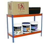 Simon Rack Estanteria Industrial, 900x1500x600 mm, 400 kg de Punto Flexión, 2 Estantes, Estanterias Almacenaje, Estanterias Metalicas, Azul/Naranja/Galva - SimonTaller