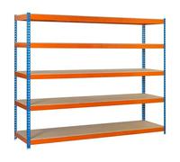 Ecoforte Estantería para cargas pesadas Chipboard (Al x An x Pr: 200 x 120 x 45 cm, Capacidad de carga por balda: 400 kg, Número de baldas: 5 ud.,...