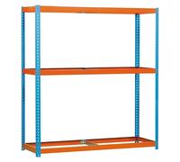 Ecoforte Estantería para cargas pesadas Metal (Al x An x Pr: 200 x 150 x 60 cm, Número de baldas: 3 ud., Inserción, Azul/Naranja, Capacidad de...