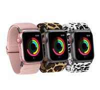 Ecogbd Correa de repuesto elástica ancha compatible con Apple Watch 38mm 40mm 41mm 42mm 44mm 45mm, Correas anchas de nailon de tela para iWatch Series 7,6,5,4,3,2,1,SE hombres y mujeres 3Pack