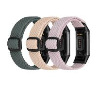Ecogbd Correa de repuesto elástica de nylon compatible con Fitbit Charge 5, pulsera deportiva transpirable ajustable de tejido suave para mujeres hombres