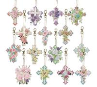 EcoGleam 15 llaveros de doble cara con forma de cruz para manualidades, decoración de fiestas