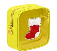 EcoGleam Bolsa de maquillaje de Navidad de PVC para mujer, con cremallera, bolsa de maquillaje para niñas, regalo de viaje, amarillo, Stil10, Informal