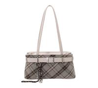 EcoGleam Bolso bandolera de piel sintética elegante con textura, gran capacidad, color bloqueado con colgante, bolso de la compra para niñas