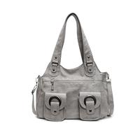 EcoGleam Bolso bandolera para mujer, estilo retro, de gran capacidad, con cremallera, correa de hombro ajustable, ideal para viajes y compras, gris, 370*290*130