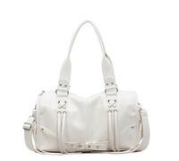 EcoGleam Bolso bandolera para mujer, piel sintética, gran capacidad, Boston, versátil, bolso de mano, bolso de mano, bolso de mano, bolso de mano para viajes, compras, trabajo, uso diario, Blanco, 380