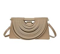 EcoGleam Bolso de mano de cuero sintético tejido de moda, bolso de hombro semicircular con asa y correa ajustable para mujer, boda, fiesta, baile de graduación, caqui, 12.8*3.54*6.69Zoll