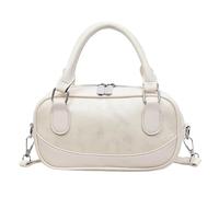 EcoGleam Bolso de mano de piel sintética de gran capacidad para mujer, bolso de mano con cremallera, bolso hobo liso para viajes, compras, trabajo, uso social diario, Blanco, C