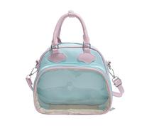 EcoGleam Cartera de piel sintética para mujer, con pantalla de pin transparente, correa ajustable, insignia de bricolaje, gran capacidad para uso diario, viajes, trabajo, Rosa., 200*200*100