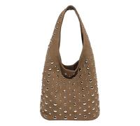 EcoGleam Elegante bolso hobo con tachuelas, remaches Y2K, monedero de cubo, bolso punk de antebrazo, bolso de mano para mujer, trabajo, compras, viajes, marrón, 230.00x220.00x160.00mm