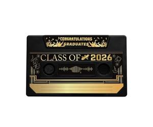 EcoGleam Grabación de voz, grabadora de voz, tarjeta de felicitación, cinta de cassette, tarjeta de felicitación para graduación universitaria (negro)