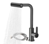 EcoGleam Grifo de cocina con cascada, extensible, de alta presión, con ducha, grifo con 4 tipos de chorro, giratorio 360°, grifo mezclador para cocina, caravana, lavandería, bar