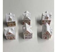 EcoGleam Holiday Village - Juego de 6 mini casas de jengibre para Navidad