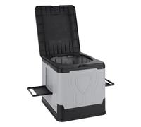 EcoGleam Inodoro plegable plegable con soporte de papel y tapa, inodoro de emergencia, reutilizable, para camping, viajes, al aire libre, coche, autocaravana y emergencia (gris)