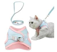 EcoGleam Juego de arnés y correa para gatos, chaleco ajustable para gatitos, arnés con tira reflectante, tipo antibrotes, para mascotas al aire libre, soporte de pecho para gatos