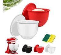 EcoGleam Juego de cuencos de silicona, accesorios para batidora Mixaid, insertos de silicona para batidora KitchenAid 5 Qt con cabezal inclinable, tazones de repuesto antiadherentes, fáciles de