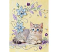 EcoGleam Kit de manualidades con cuentas de gato con marco de 30 x 39,9 cm para decoración del hogar