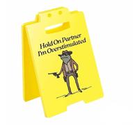 EcoGleam Placa decorativa humorística para el lugar de trabajo con texto en inglés "Hold On Partner I'm Overstimulated", cartel de escritorio para empleados, jefes, compañeros de equipo, lugar de