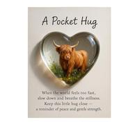 EcoGleam Pocket Hug Highland Cow Cow Token Highland Cow Token con tarjeta de aliento para Halloween, Navidad, seres queridos y amigos