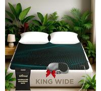 ECOHEAL Lujosa alfombrilla de tierra de turmalina tamaño King de 75 x 54 pulgadas de ancho para cama y escritorio, superficie conductora de piel sintética, certificado de calidad, incluye máscara de