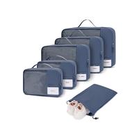 ECOHUB 6 Piezas Organizador Para Maletas, Organizadores De Viaje Con Etiqueta, Packing Cubes Recicladas Para Mochilas, Organizadores De Embalaje De Equipaje De Malla Antidesgarro(Azul)