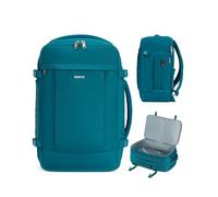 ECOHUB Mochila Viaje Cabina Avion 45x36x20, para Ryanair 30L Mochila Maleta, Mochilas Bolsa de Viaje con Compartimento para Portátil 3D, Anti-robo Equipaje de Mano Hombre Mujer (Azul-verde)