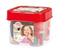 Ecoiffier 100por ciento Chef Barril vajilla con 34 Accesorios, Juego de imitación con Platos, Cubiertos y Alimentos, Set de Cocina Infantil para Aprender Jugando Desde 18 Meses (7900012603)