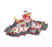 Ecoiffier Abrick Barril estación de Bomberos, Juego de construcción con Pista, camión y Accesorios, Tapa Base de Juego y Almacenamiento Incluido, Juguete Educativo Desde 18 Meses (7900001349)