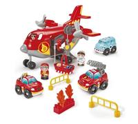 Ecoiffier - Avión Bomberos Abrick, Bloques de Construcción, 34 Piezas, Incluye 3 Vehículos y 4 Personajes, Adecuado A Partir de 18 Meses (7600002996)