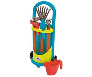 Ecoiffier Carrito Jardinero, 27 x 18 x 57 cm, Incluye Regadera, Pala, Azada, Maceta y Rastrillo, para Niños a Partir de 18 Meses (43390)