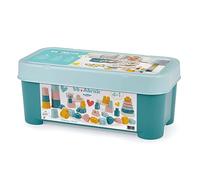 Ecoiffier- Cofre de Juegos 4 en 1, Incluye Pirámide, Cuentas Encajables, Vasos Apilables, Bloques, Colores Pastel, Motricidad Fina, Para Niños Niñas a Partir de los 12 Meses (7600007915)