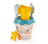 Ecoiffier- Cubo para la Arena Ecoiffier Pacific- con Regadera, Tamiz, Pala y Rastrillo, Cubo de 17 cm. Adecuado a Partir de 12 Meses. (7600000307)