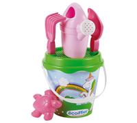Ecoiffier- Set Cubo Playa Completo 17 cm Unicornio, Multicolor (Importación USA)