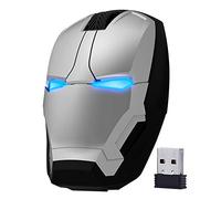 ECOiNVA Ratón inalámbrico Iron Man Mouse 2.4G Óptico para computadora portátil de escritorio PC Mac (Plata)