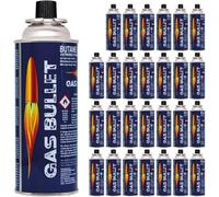 Ecoix Set de 28 Cartuchos de butano 227g MSF-1a para hornillo portátil - Válvula de Bayoneta- Ideal para Camping, calefacción, Emergencia por Corte de luz y preparación