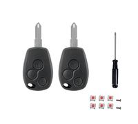 EcoJozon 2 Carcasas Llave Coche 3 Botones Compatible con Renault Dacia | Con hoja sin cortar, 6 microinterruptores y destornillador, para Clio Master Twingo Kangoo Modus y Trafic, sin electrónica