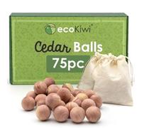 ecoKiwi Antipolillas Para Ropa Armario de Bolas de Cedro Natural x75 - Frescura Duradera & Aroma de Cedro - Antipolillas Para Armarios & Cajones - Anti Polillas Para Ropa Armario Natural Sin Químicos
