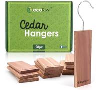 ecoKiwi Antipolillas Para Ropa Armario x20 - Bloques Colgantes de Cedro Natural - Repelente Eficaz & Duradero Antipolillas Para Ropa & Armarios - Anti Polillas Para Ropa Armario Con Ganchos Metálicos