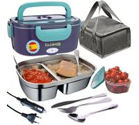 Ecoliberty Fiambrera Electrica Comida Trabajo 80w, 3 en 1, 12/24/220V Taper Electrico Para Comida Camion Coches/Oficinas/Talleres/Artesanos 1,5L