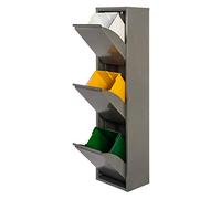 Ecolimpia - Mueble de Reciclaje Metálico EcoRecycling, Cubo de Basura para Cocina con Contenedores Interiores Extraíbles, Varias Medidas y Colores, Fabricado en Europa (Gris, 3 Cubos)
