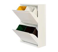 Ecolimpia - Mueble de Reciclaje Metálico EcoRecycling, Cubo de Basura para Cocina con Contenedores Interiores Extraíbles, Varias Medidas y Colores, Fabricado en Europa (Blanco, 4 Cubos)