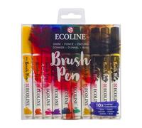 Ecoline Brush Pen Set de 10 Rotuladores de Acuarela Líquida - Tonos Oscuro | Rotuladores Mezclables para Rotulación a Mano, Dibujo y Manualidades