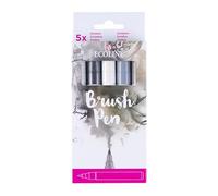 Ecoline Brush Pen Set de 5 Rotuladores de Acuarela Líquida - Tonos Grises | Rotuladores Mezclables para Rotulación a Mano, Dibujo y Manualidades