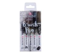 Ecoline Brush Pen Set de 5 Rotuladores de Acuarela Líquida - Tonos Grises | Rotuladores Mezclables para Rotulación a Mano, Dibujo y Manualidades