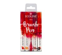 Ecoline Brush Pen Set de 5 Rotuladores de Acuarela Líquida - Tonos Rojo | Rotuladores Mezclables para Rotulación a Mano, Dibujo y Manualidades