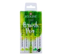 Ecoline Brush Pen Set de 5 Rotuladores de Acuarela Líquida - Tonos Verde | Rotuladores Mezclables para Rotulación a Mano, Dibujo y Manualidades