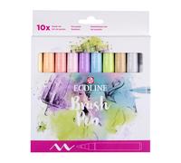 Talens Ecoline Brush Pen Set de 10 Rotuladores de Acuarela Líquida - Tonos Pastel | Rotuladores Mezclables para Rotulación a Mano, Dibujo y Manualidades