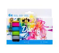 Ecoline Duotip Rotuladores de Acuarela Líquida Set de 6 Colores Básicos | Rotuladores con Punta Fina y Punta Ancha de Cincel