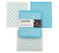 ecoLiving Paños de limpieza de esponja compostables, paños de esponja de celulosa biodegradables ecológicos y sostenibles, paño de limpieza de cocina (marroquí)